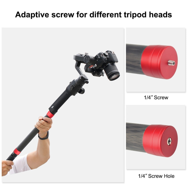 PULUZ Carbon Fiber Extension Monopod Pole Rod Extendable Stick for DJI / MOZA / Feiyu V2 / Zhiyun G5 / SPG Gimbal, Length: 35cm(Red) - free shipping - PMC TechLife - Order now!