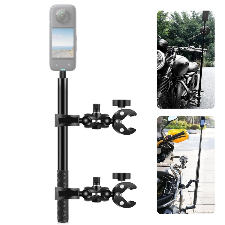 PULUZ Cycling Quick Release Bracket with 150cm Selfie Stick Set, Double Dual-heads Crabs Clamps Handlebar Fixed Mount (Black) - free shipping - PMC TechLife - Order now!