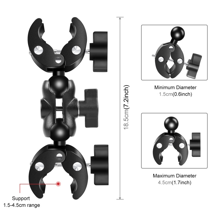 PULUZ Cycling Quick Release Bracket with 150cm Selfie Stick Set, Double Dual-heads Crabs Clamps Handlebar Fixed Mount (Black) - free shipping - PMC TechLife - Order now!