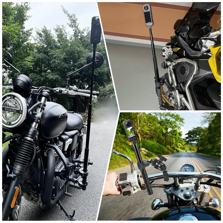 PULUZ Cycling Quick Release Bracket with 150cm Selfie Stick Set, Double Dual-heads Crabs Clamps Handlebar Fixed Mount (Black) - free shipping - PMC TechLife - Order now!