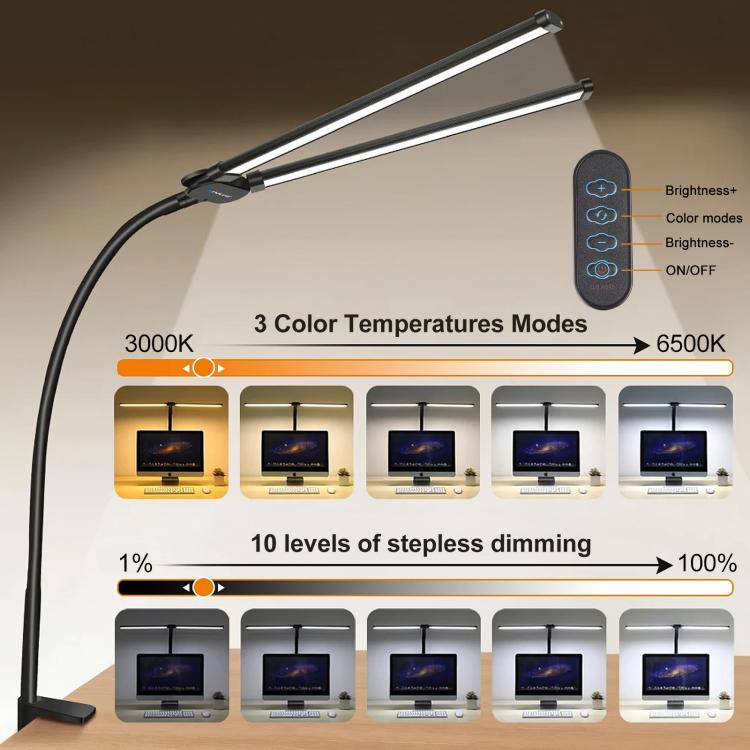 PULUZ Gooseneck Tube LED Fill Light Double Head Clip Desk Lamp (Black) - free shipping - PMC Jewellery - Order now!