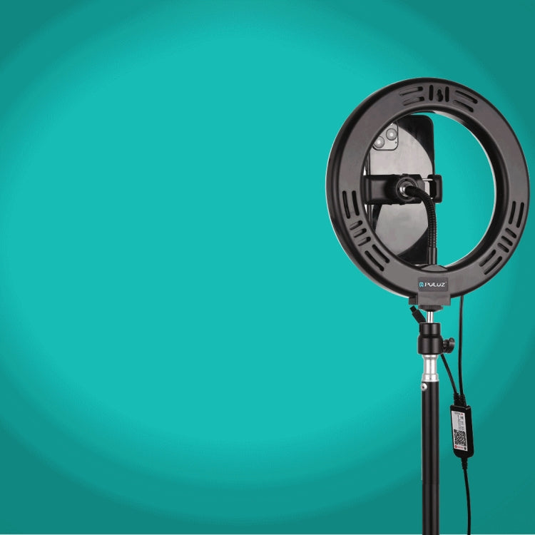 PULUZ 7.9 inch 20cm USB RGB Dimmable LED Dual Color Temperature LED Curved Light Ring Vlogging Selfie Photography Video Lights with Phone Clamp(Black) - free shipping - PMC Jewellery - Order now!