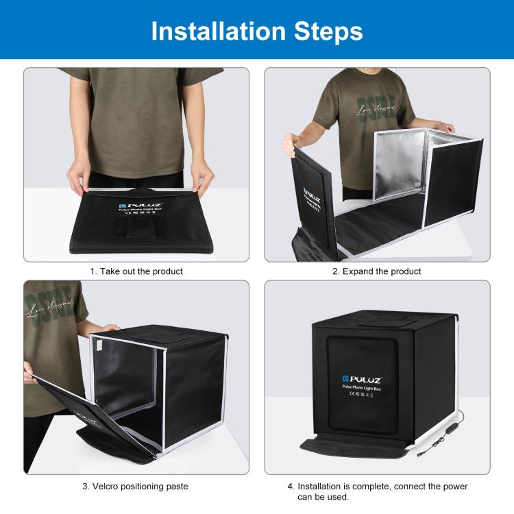 PULUZ 40cm Folding Portable White Light Dimmable Photo Lighting Studio Shooting Tent Box Kit with 6 Colors (Black, Orange, White, Red, Green, Blue) Backdrops(US Plug) - free shipping - PMC TechLife - Order now!