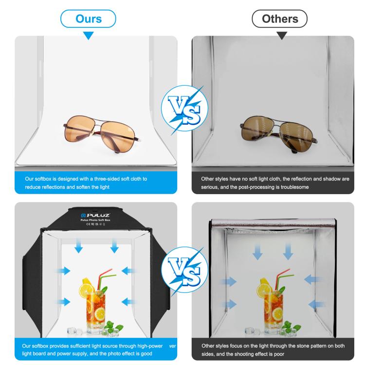 PULUZ 40cm Folding 72W 5500K Studio Shooting Tent Soft Box Photography Lighting Kit with 4 Colors (Black, Orange, White, Green) Backdrops(AU Plug) - free shipping - PMC TechLife - Order now!