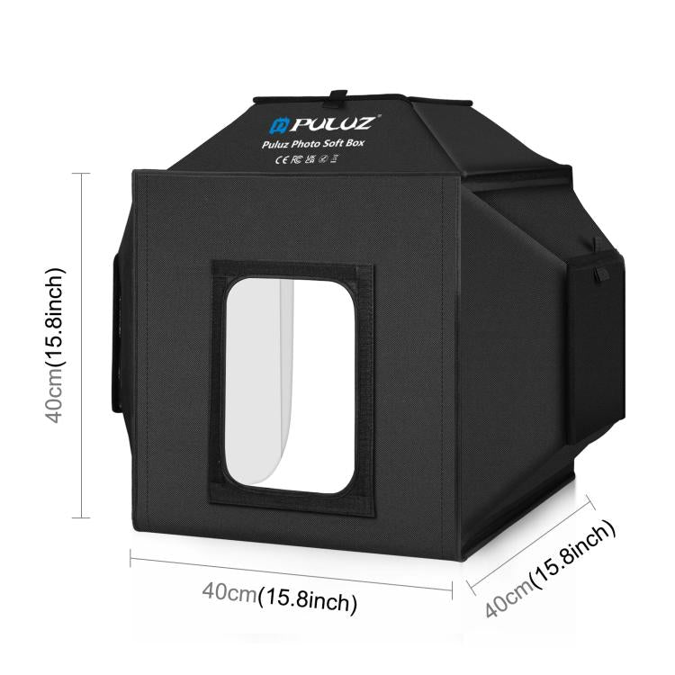PULUZ 40cm Folding 72W 5500K Studio Shooting Tent Soft Box Photography Lighting Kit with 4 Colors (Black, Orange, White, Green) Backdrops(EU Plug) -  by PULUZ | Online Shopping South Africa | PMC TechLife | Buy Now Pay Later Mobicred