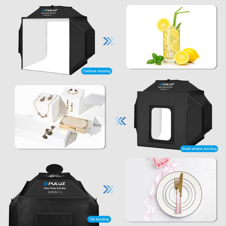 PULUZ 40cm Folding 72W 5500K Studio Shooting Tent Soft Box Photography Lighting Kit with 4 Colors (Black, Orange, White, Green) Backdrops(EU Plug) -  by PULUZ | Online Shopping South Africa | PMC TechLife | Buy Now Pay Later Mobicred