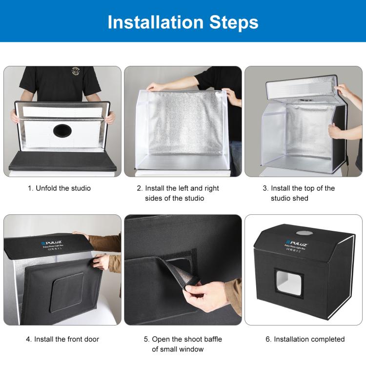 PULUZ Photo Studio Light Box Portable 60 x 40cm Cuboid Photography Studio Tent Kit with 4 Color Backdrops (US Plug) - free shipping - PMC TechLife - Order now!