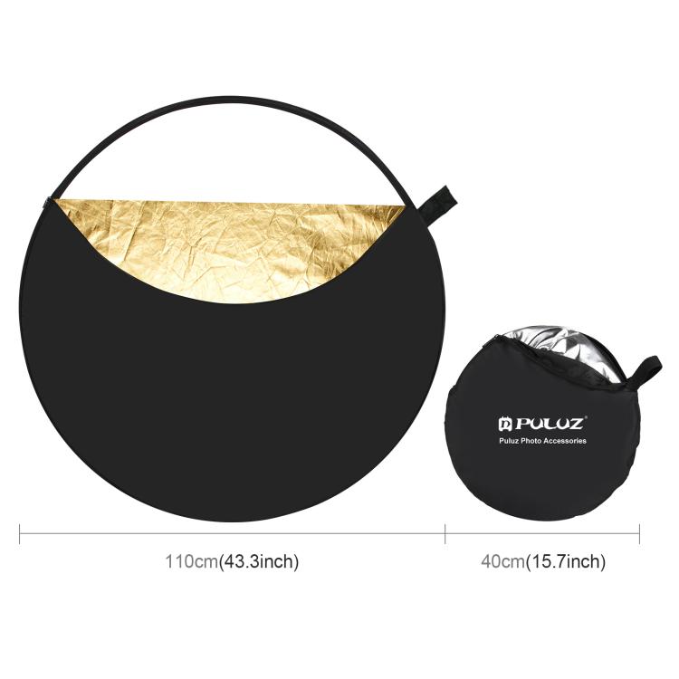 PULUZ 110cm 5 in 1 (Silver / Translucent / Gold / White / Black) Folding Photo Studio Reflector Board -  by PULUZ | Online Shopping South Africa | PMC TechLife | Buy Now Pay Later Mobicred