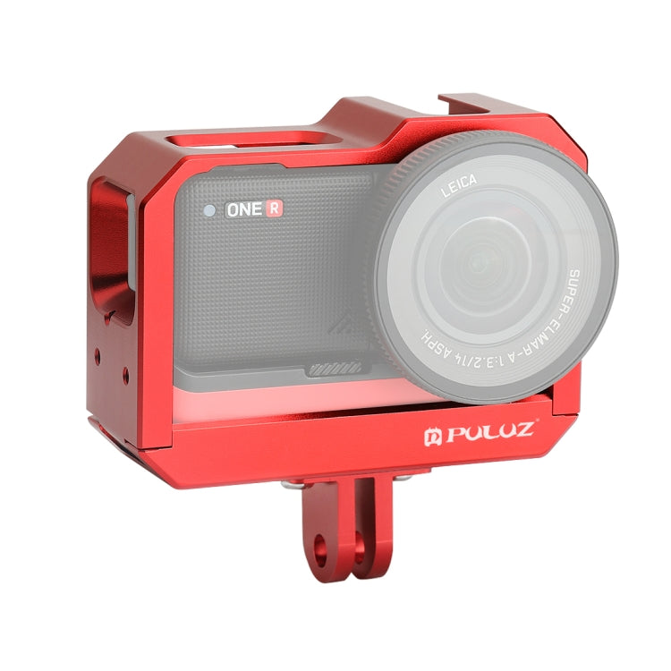 PULUZ Aluminum alloy Frame Mount Protective Case Cage with Cold Shoe Base Slot & Tripod Base Adapter for Insta360 One R(Red) - Mount & Holder by PULUZ | Online Shopping South Africa | PMC TechLife | Buy Now Pay Later Mobicred