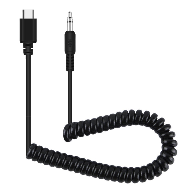 PULUZ 3.5mm TRRS Male to Type-C / USB-C Male Live Microphone Audio Adapter Spring Coiled Cable for Samsung, Huawei and Smartphones, Cable Stretching to 100cm(Black) - Microphone Audio Cable & Connector by PULUZ | Online Shopping South Africa | PMC TechLife | Buy Now Pay Later Mobicred