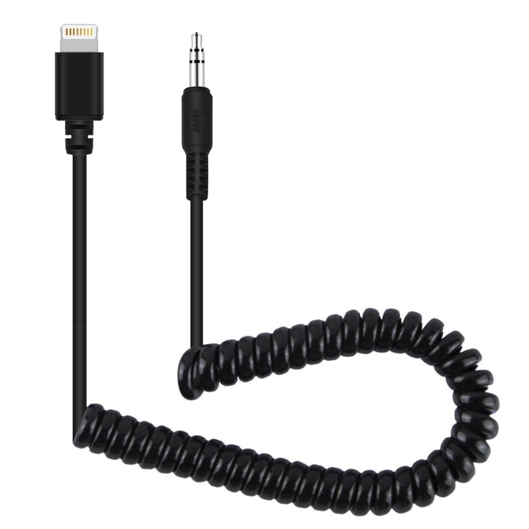 PULUZ 3.5mm TRRS Male to 8 Pin Male Live Microphone Audio Adapter Spring Coiled Cable for iPhone, Cable Stretching to 100cm(Black) - free shipping - PMC Jewellery - Order now!