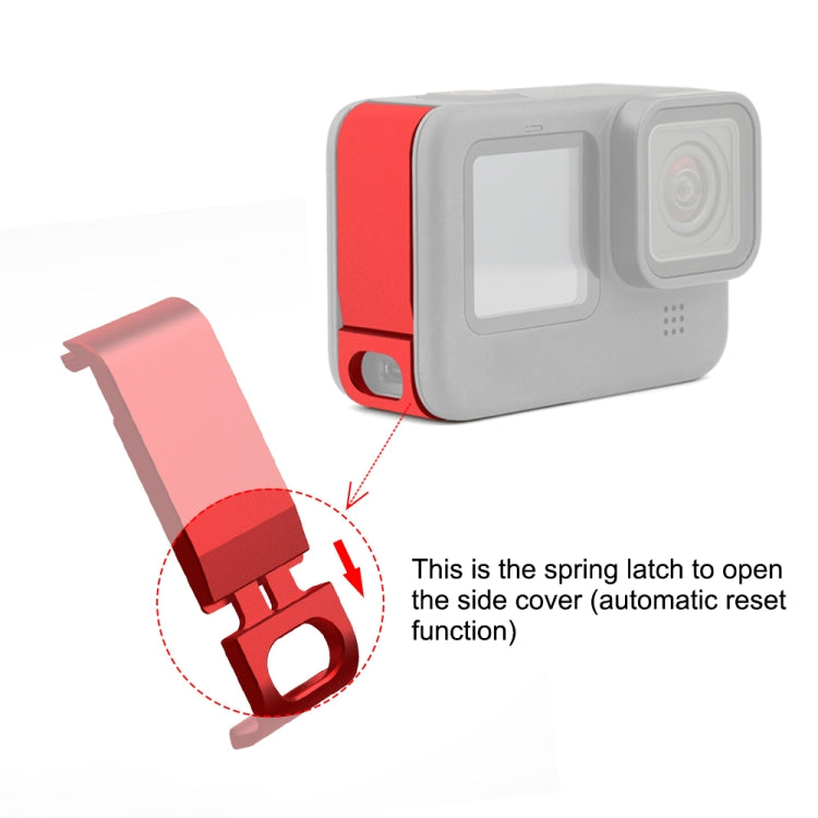 PULUZ Metal Battery Side Interface Cover for GoPro HERO13 Black /12 Black /11 Black /10 Black /9 Black(Red) - Skeleton Housing by PULUZ | Online Shopping South Africa | PMC TechLife | Buy Now Pay Later Mobicred