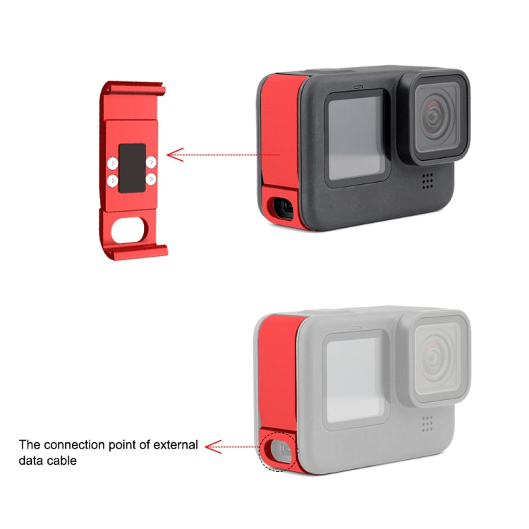 PULUZ Metal Battery Side Interface Cover for GoPro HERO13 Black /12 Black /11 Black /10 Black /9 Black(Red) - Skeleton Housing by PULUZ | Online Shopping South Africa | PMC TechLife | Buy Now Pay Later Mobicred