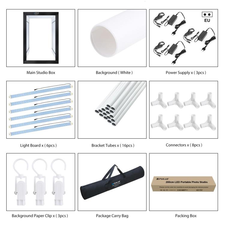 PULUZ 2m 240W 5500K Photo Light Studio Box Kit for Clothes / Adult Model Portrait(EU Plug) - free shipping - PMC TechLife - Order now!