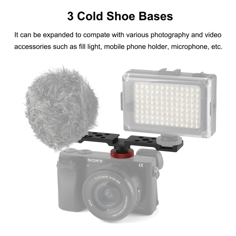 PULUZ Three-head Cold Shoe Bracket Mount(Black) - Stand Bracket by PULUZ | Online Shopping South Africa | PMC TechLife | Buy Now Pay Later Mobicred
