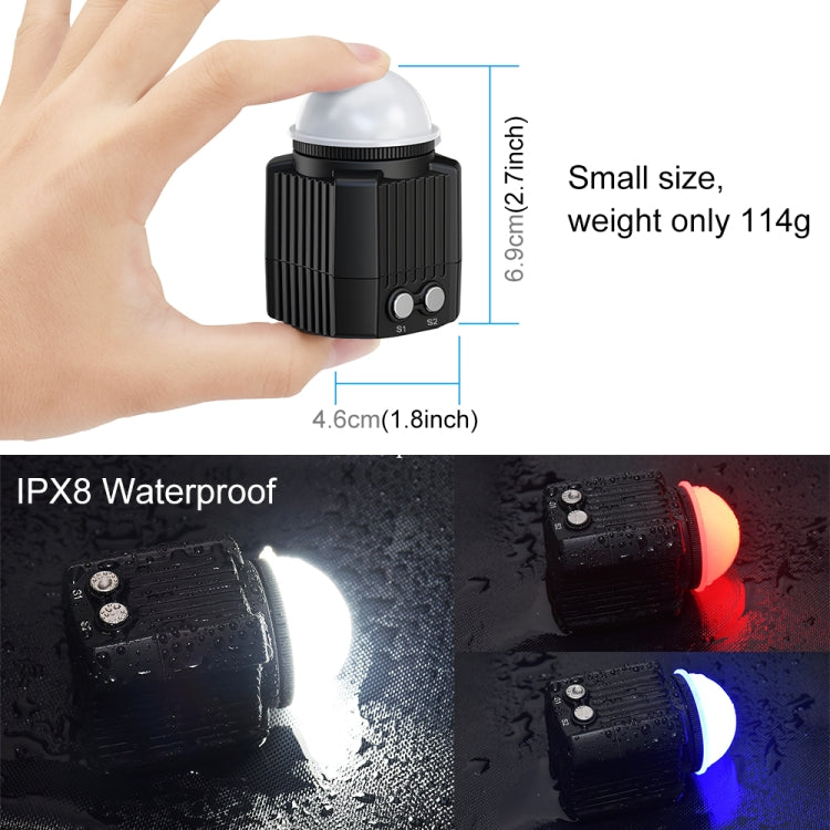 PULUZ 60m Underwater LED Photography Fill Light 7.4V/1100mAh Diving Light for GoPro, Insta360, DJI and Other Action Cameras(Black) - free shipping - PMC TechLife - Order now!