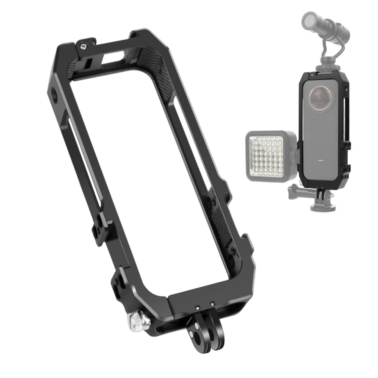 PULUZ Protective Cage Rig Housing Frame with Cold Shoe Mounts & Magnetic Folding Tripod Adapter for Insta360 ONE X2(Black) - Mount & Holder by PULUZ | Online Shopping South Africa | PMC TechLife | Buy Now Pay Later Mobicred