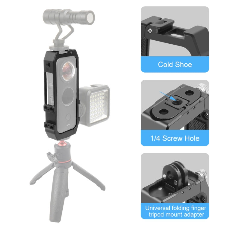 PULUZ Protective Cage Rig Housing Frame with Cold Shoe Mounts & Magnetic Folding Tripod Adapter for Insta360 ONE X2(Black) - Mount & Holder by PULUZ | Online Shopping South Africa | PMC TechLife | Buy Now Pay Later Mobicred