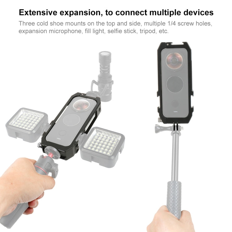 PULUZ Protective Cage Rig Housing Frame with Cold Shoe Mounts & Magnetic Folding Tripod Adapter for Insta360 ONE X2(Black) - Mount & Holder by PULUZ | Online Shopping South Africa | PMC TechLife | Buy Now Pay Later Mobicred