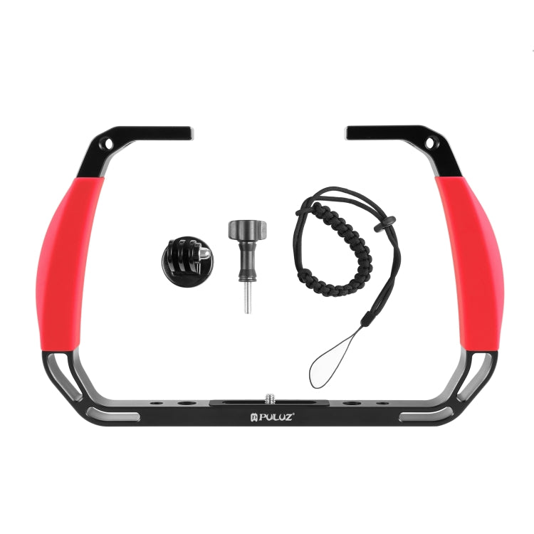 PULUZ Dual Silicone Handles Aluminium Alloy Underwater Diving Rig for GoPro, Other Action Cameras and  Smartphones (Red) - free shipping - PMC TechLife - Order now!