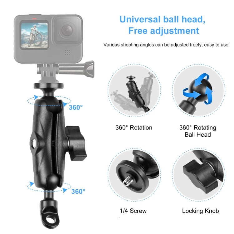 PULUZ Motorcycle Holder Mirror Base Hole Fixed Mount for GoPro and Other Action Cameras(Black) - Bicycle Handlebar Mount by PULUZ | Online Shopping South Africa | PMC TechLife | Buy Now Pay Later Mobicred
