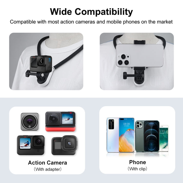 PULUZ Magnetic Silicone Collar Bracket POV View Mount with Phone Clamp for GoPro Action Cameras / Phones (Black) - free shipping - PMC TechLife - Order now!
