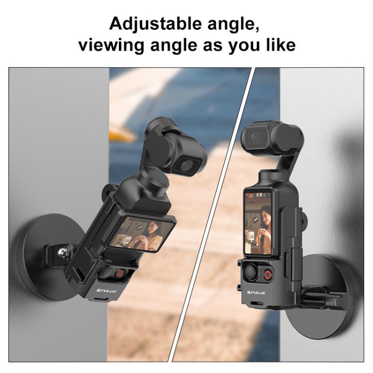 For DJI OSMO Pocket 3 PULUZ Protective Frame Magnetic Desktop Mount Angle Adjustable Base (Black) - free shipping - PMC TechLife - Order now!