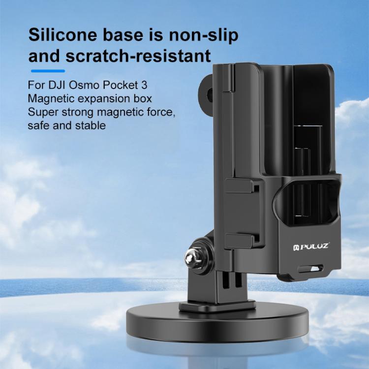For DJI OSMO Pocket 3 PULUZ Protective Frame Magnetic Desktop Mount Angle Adjustable Base (Black) - free shipping - PMC TechLife - Order now!