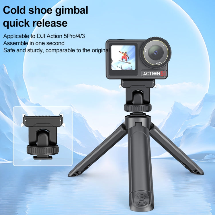 For DJI Osmo Action 5 Pro / 4 / 3 PULUZ Cold Shoe Gimbal Quick Release Base Adapter (Black) - free shipping - PMC TechLife - Order now!