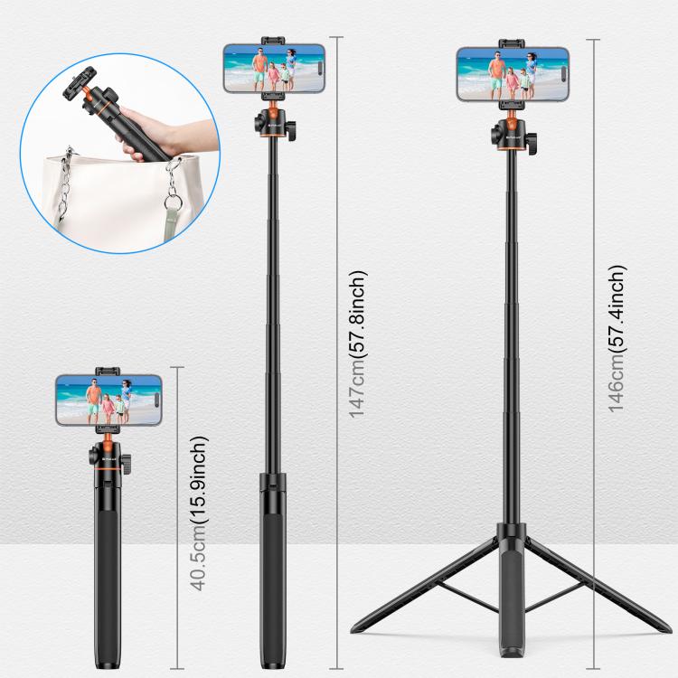PULUZ 1.4m Phone Selfie Stick Tripod Vlog Live Streaming Holder with Phone Clip (Black) - free shipping - PMC TechLife - Order now!