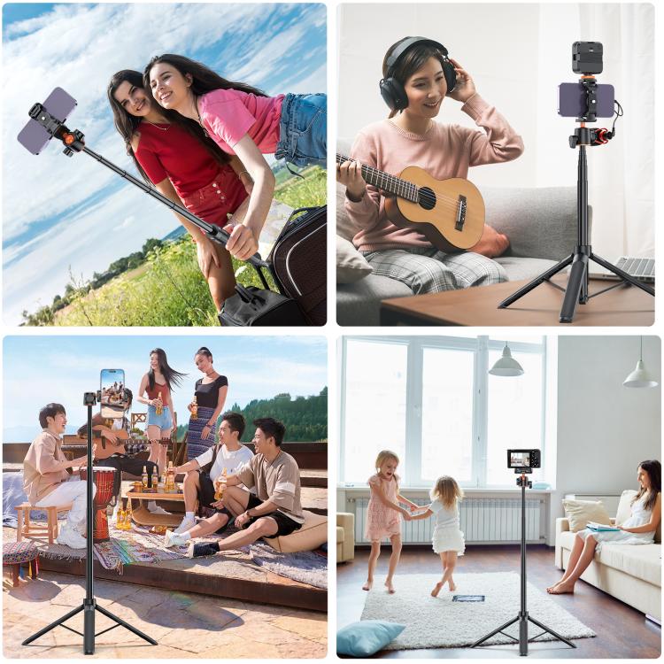 PULUZ 1.4m Phone Selfie Stick Tripod Vlog Live Streaming Holder with Phone Clip (Black) - free shipping - PMC TechLife - Order now!