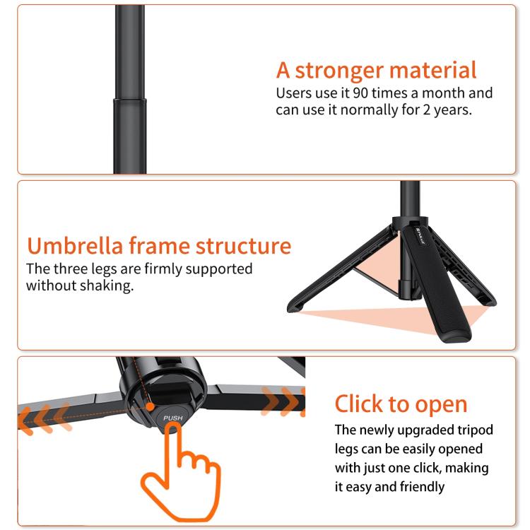 PULUZ Action Camera Extension Tripod Selfie Stick Stand for GoPro (Black) - free shipping - PMC TechLife - Order now!