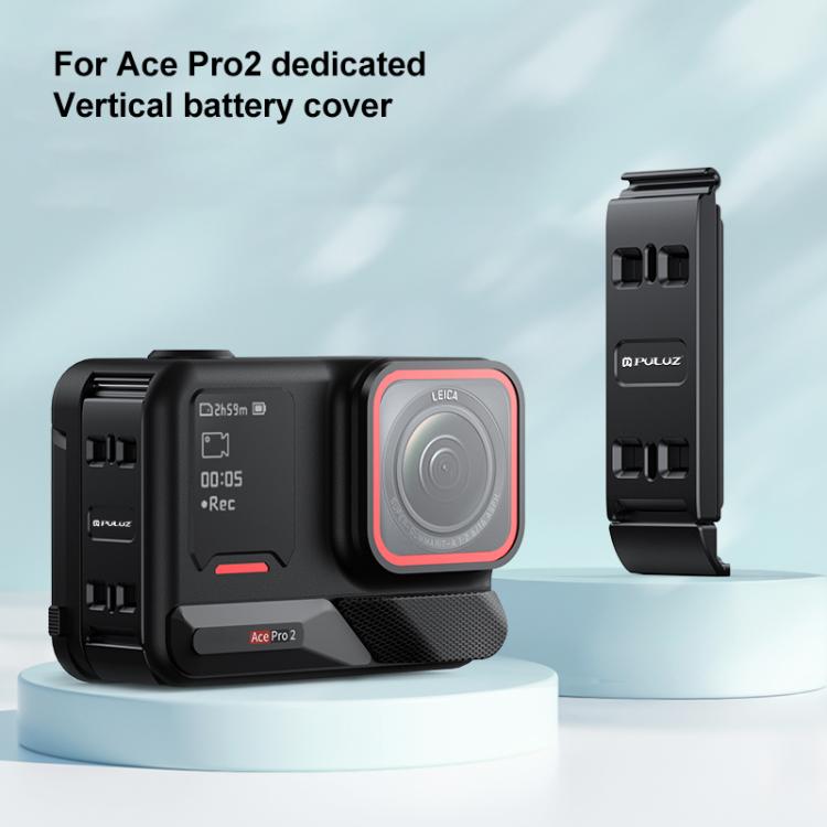 PULUZ Aluminum Alloy Vertical Shooting Magnetic Quick-release Battery Side Interface Cover for Insta360 Ace Pro 2 (Black) - free shipping - PMc TechLife - Order now!