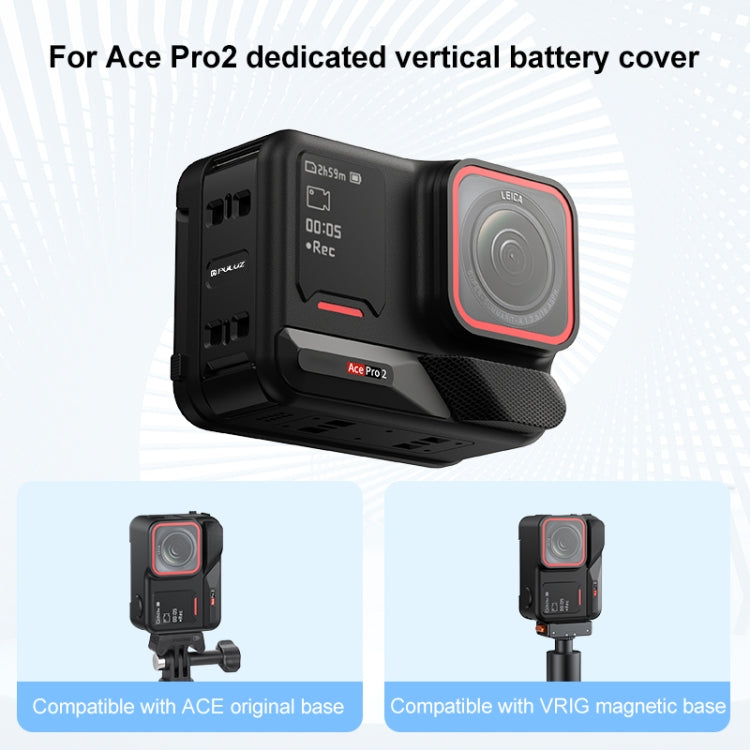PULUZ Aluminum Alloy Vertical Shooting Magnetic Quick-release Battery Side Interface Cover for Insta360 Ace Pro 2 (Black) - free shipping - PMc TechLife - Order now!