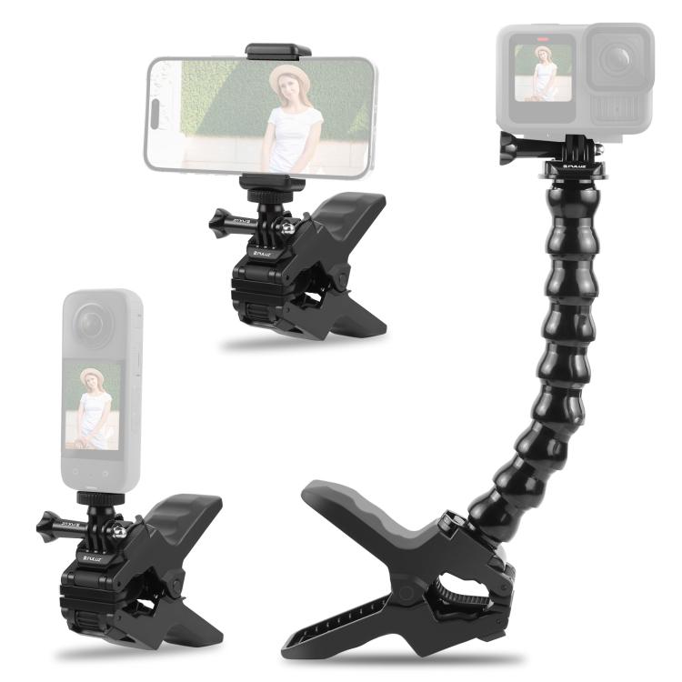 PULUZ Action Sports Cameras Jaws Flex Clamp Mount with Phone Clamp (Black) - free shipping - PMC TechLife - Order now!