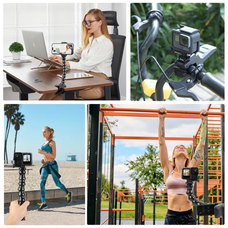 PULUZ Action Sports Cameras Jaws Flex Clamp Mount with Phone Clamp (Black) - free shipping - PMC TechLife - Order now!