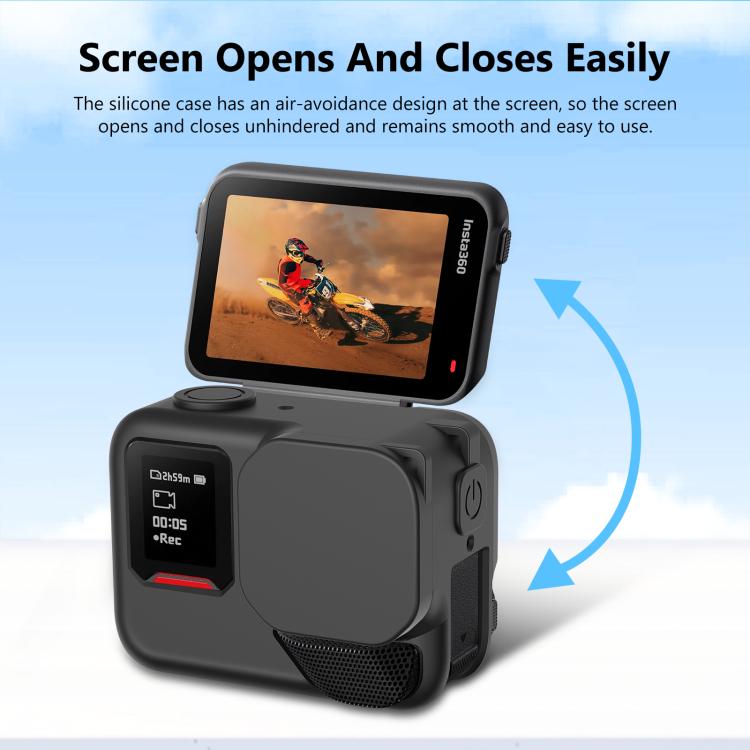 For Insta360 Ace Pro 2 PULUZ Body Silicone Protective Case with Lens Cap & Strap (Black) - free shipping - PMC TechLife - Order now!