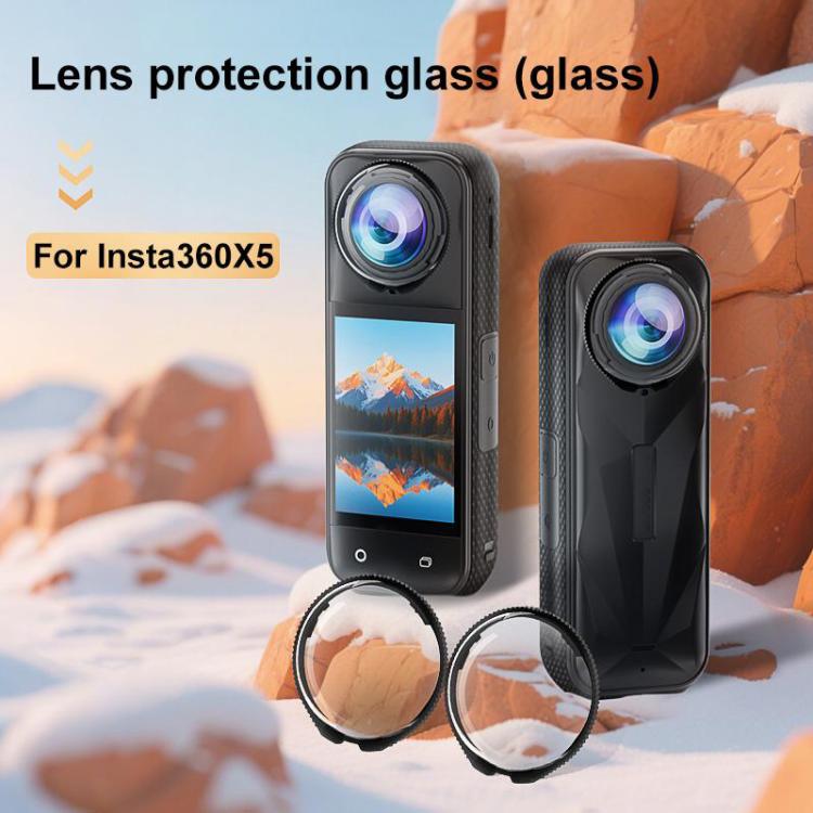 For Insta360 X5 PULUZ Rotating Optical Tempered Glass Lens Guard Protective Cover (Transparent) - free shipping - PMC TechLife - Order now!