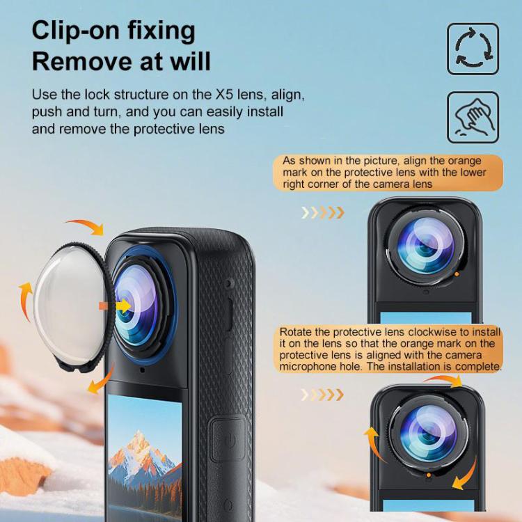 For Insta360 X5 PULUZ Rotating Optical Tempered Glass Lens Guard Protective Cover (Transparent) - free shipping - PMC TechLife - Order now!
