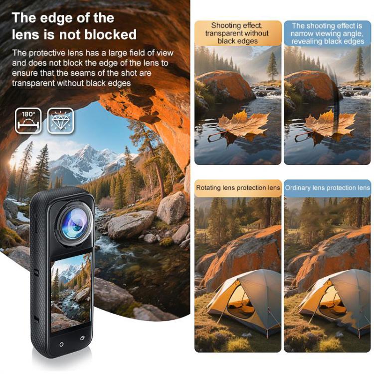 For Insta360 X5 PULUZ Rotating Optical Tempered Glass Lens Guard Protective Cover (Transparent) - free shipping - PMC TechLife - Order now!