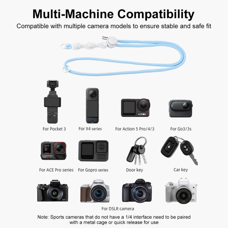 PULUZ Sports Camera Lanyard Long Adjustable Anti-lost Rope for DJI OSMO Pocket 3 / Insta360 X5 (Blue) - free shipping - PMC TechLife - Order now!