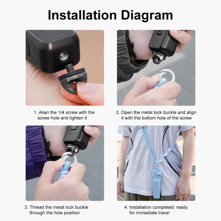PULUZ Sports Camera Lanyard Long Adjustable Anti-lost Rope for DJI OSMO Pocket 3 / Insta360 X5 (Blue) - free shipping - PMC TechLife - Order now!