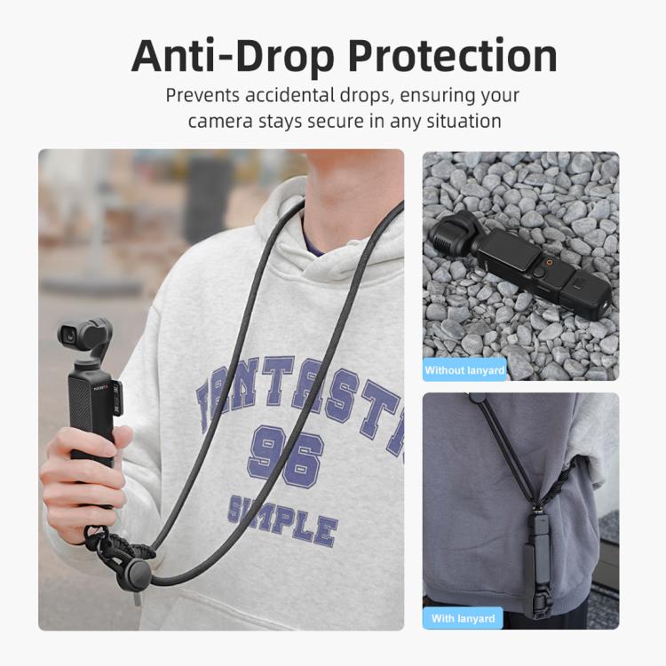 PULUZ Sports Camera Lanyard Long Adjustable Anti-lost Rope for DJI OSMO Pocket 3 / Insta360 X5 (Yellow) - free shipping - PMC TechLife - Order now!