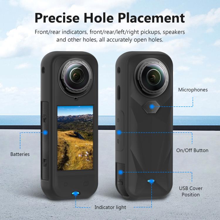 For Insta360 X5 PULUZ Silicone Protective Case with Lens Cover (Black) - free shipping - PMC TechLife - Order now!
