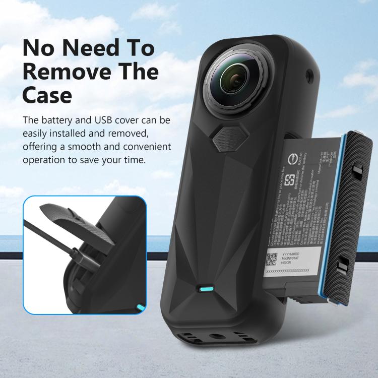 For Insta360 X5 PULUZ Silicone Protective Case with Lens Cover (Black) - free shipping - PMC TechLife - Order now!