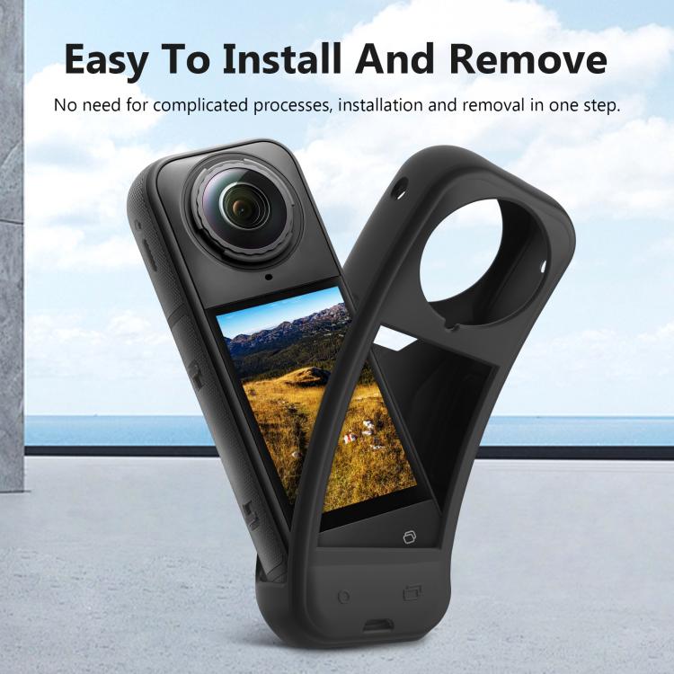 For Insta360 X5 PULUZ Silicone Protective Case with Lens Cover (Black) - free shipping - PMC TechLife - Order now!