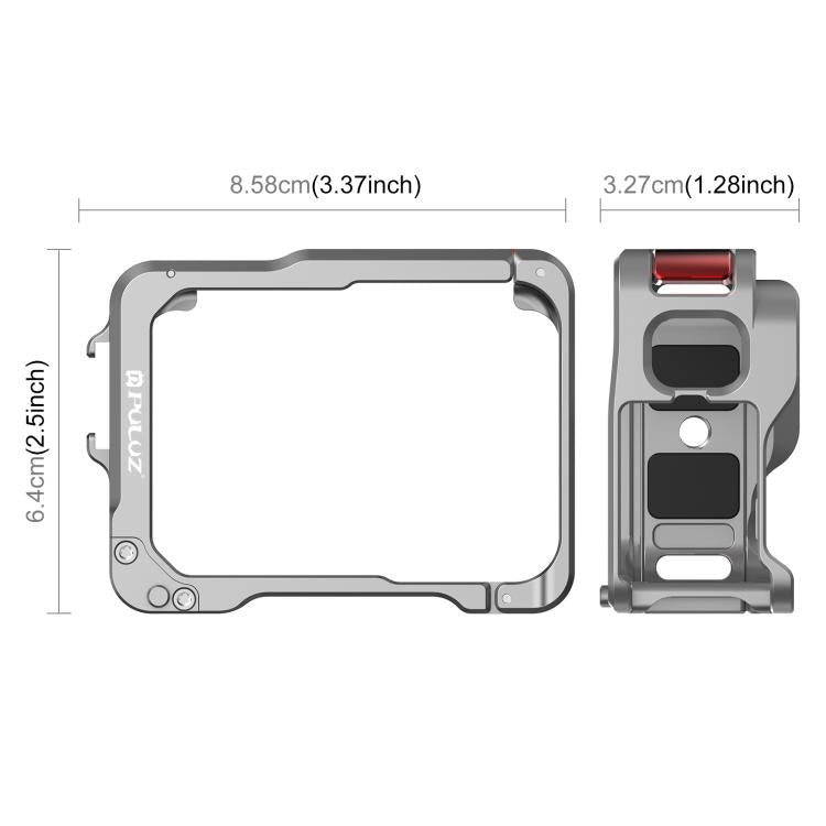 For Insta360 Ace Pro 2 PULUZ Aluminum Alloy Protective Cage Rig Dual Cold Shoe Housing Frame (Silver) - free shipping - PMC TechLife - Order now!