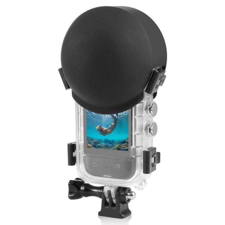 For Insta360 X5 PULUZ Invisible Dive Case Lens Guard Silicone Protective Lens Cap Cover (Black) - free shipping - PMC TechLife - Order now!