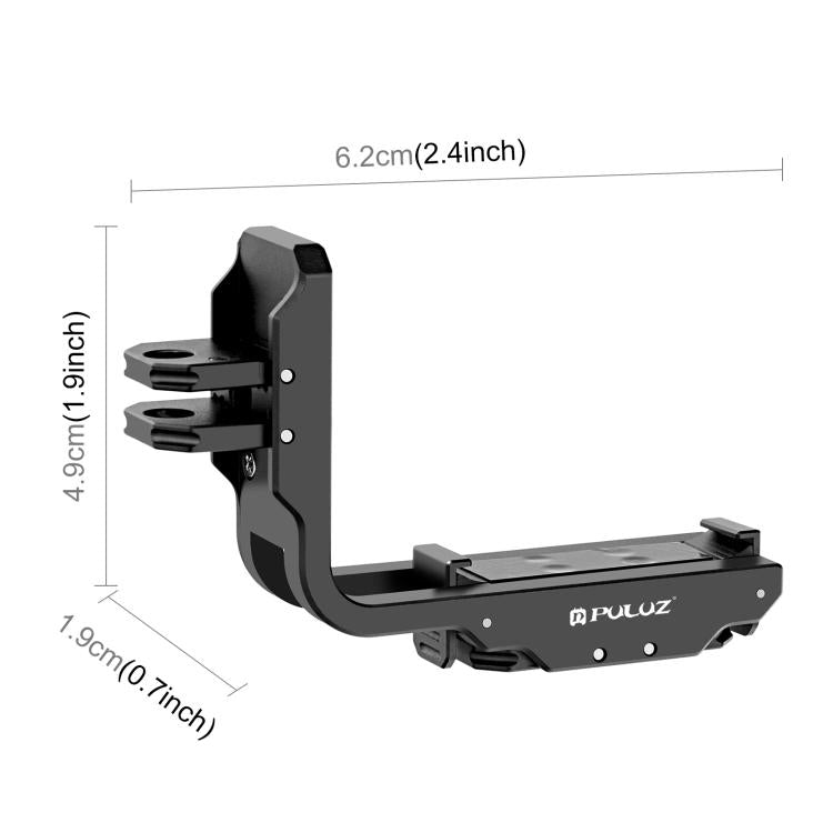 For DJI Osmo Action 5 Pro / 4 PULUZ Vertical Horizontal Shooting Quick Release Metal Magnetic L Bracket (Black) - free shipping - PMC TechLife - Order now!