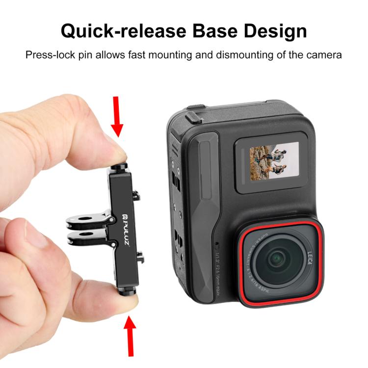 For Insta360 X5 / Ace Pro / Pro 2 PULUZ Aviation Aluminum Quick Release Base Adapter Bracket (Black) - free shipping - PMC TechLife - Order now!